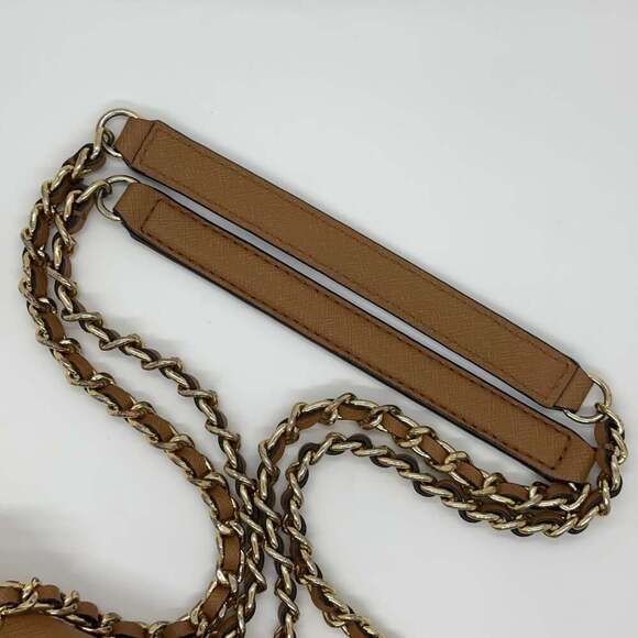 Michael Kors Vivian Tan Leather & Rattan Crossbody Purse - Picture 13 of 15